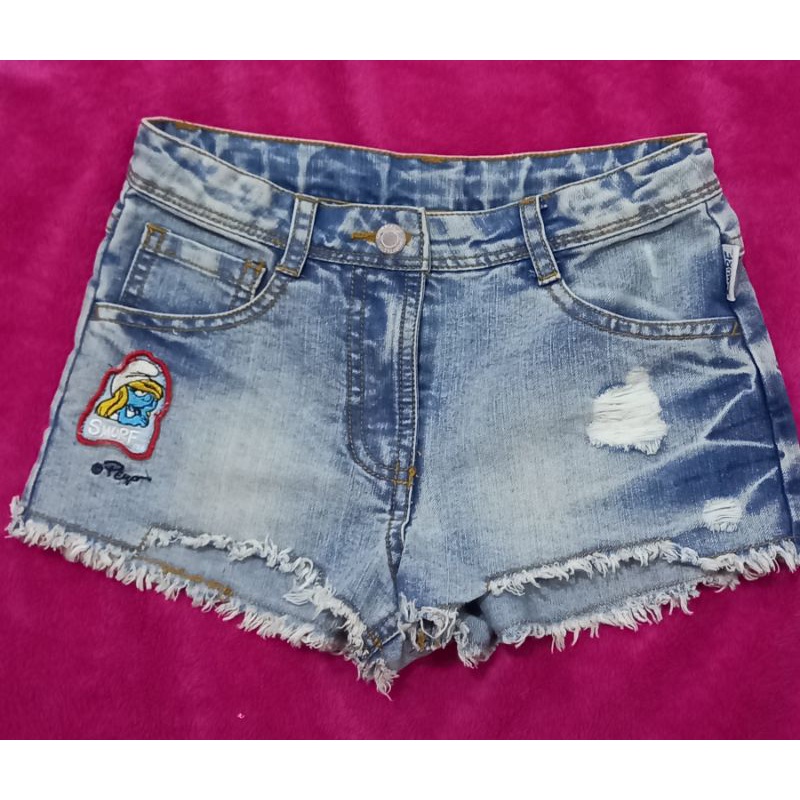 celana pendek anak cewek smurf preloved