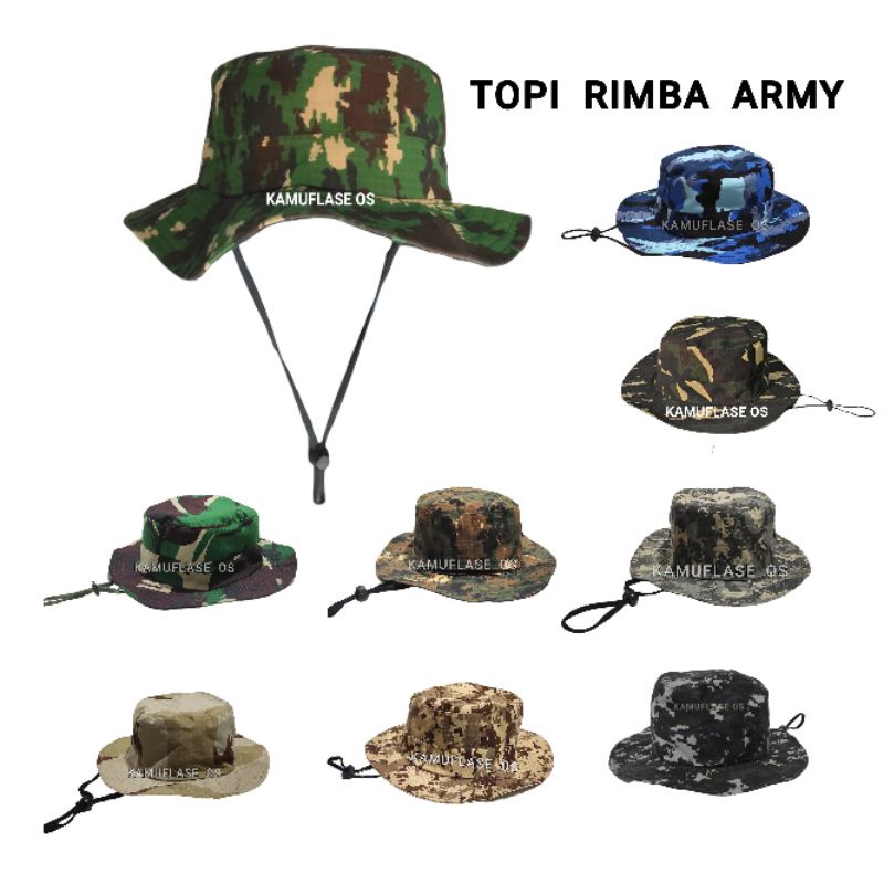 TOPI RIMBA - hats Military topi rimba army loreng tni ad auri nkri loreng banser gurun teluk marpat 