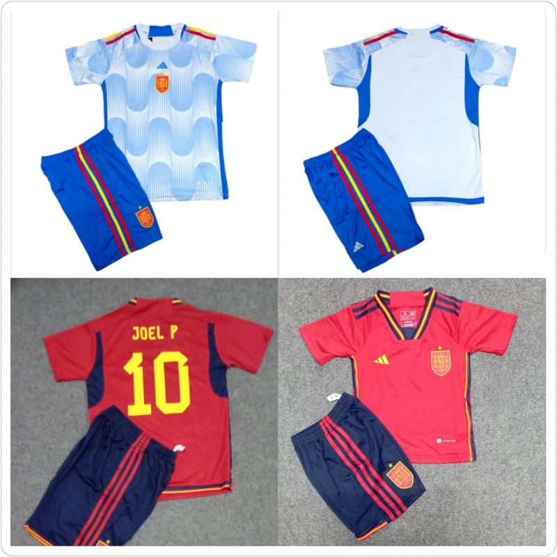 Setelan Import Spain Junior / Setelan Anak Bola Spanyol / Jersey Piala Dunia 2022 / Kaos Sepakbola Anak Spanyol / Baju Celana Bola / Pakaian Olahraga / Sport Collection Jakarta