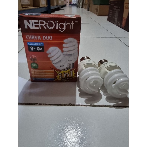 Cuci Gudang Nerolight Nero Lampu Spiral Multipack isi 2 lampu Curva Duo. Bagus murah terang 9watt 9W 9 Watt. dapat 2 pcs lampu