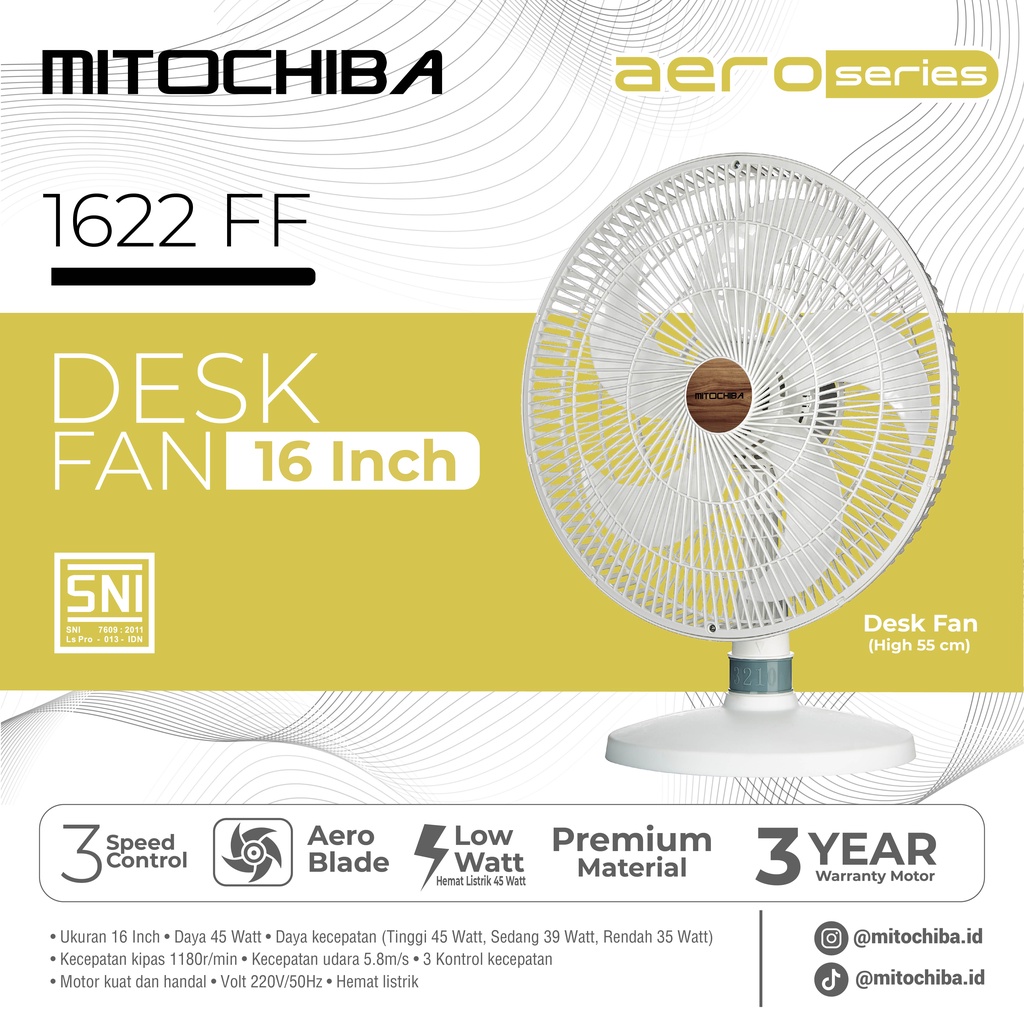 MITOCHIBA Kipas Angin Desk Fan Aero Series 16 Inch 1622FF