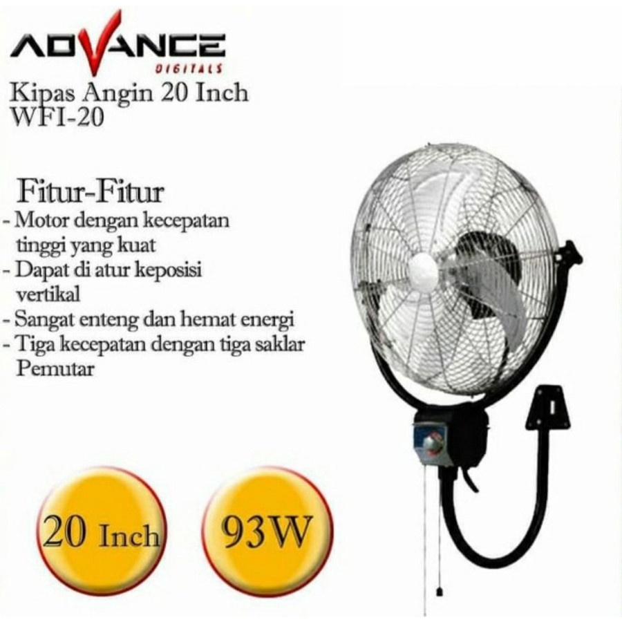 Kipas Angin industrial Dinding Advance WFL-20 Wall Fan Tornado Besi 20&quot; Original