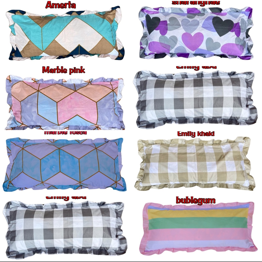 Sarung bantal Cinta karakter &amp; sarung bantal cinta aesthetic motif kotak