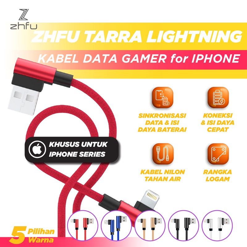 Zhfu Tarra Kabel Charger Gamer Type-C Micro Lightning Fast Charge