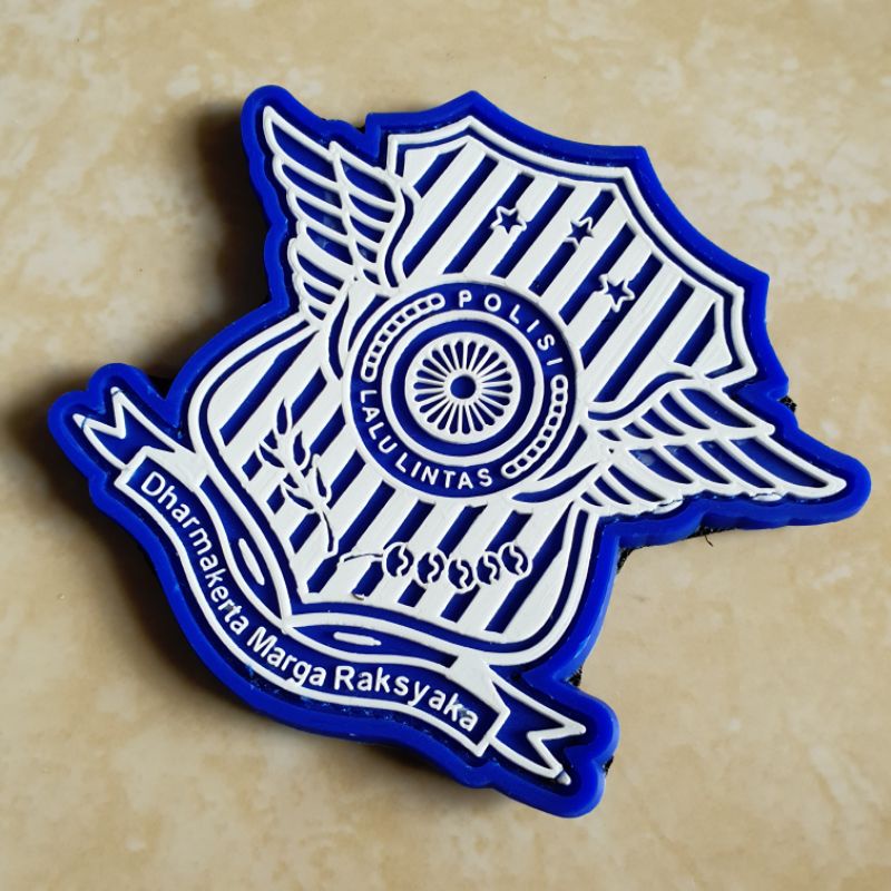 patch rubber logo lantas polri / polantas / polisi lalulintas / police / tempelan emblem karet velcro