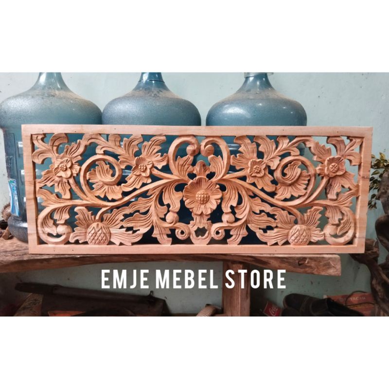 ukiran jendela pintu kusen ornamen ukir kayu mahoni hiasan dekorasi pajangan dinding