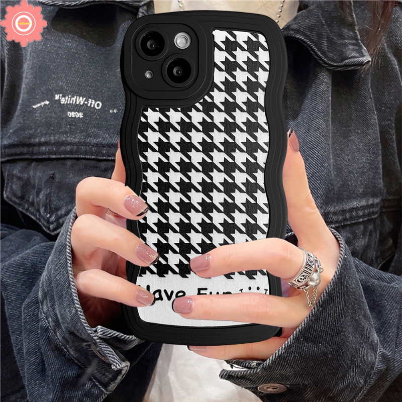 Ins Fashion Houndstooth Have Fun Soft Case VIVO Y36 Y02 Y16 Y21 Y15 Y22 V25E V25 Y21s Y12 Y12i Y22s Y15s Y35 Y20 Y33s Y11 Y93 Y12s V20 Y30 Y50 Y17 Y21T Y75 Y91 Y15A Y91C Penutup Belakang