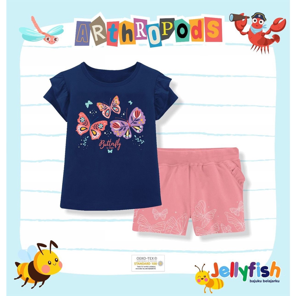 Setelan Pendek Anak Perempuan Jellyfish Arthropods - Butterfly