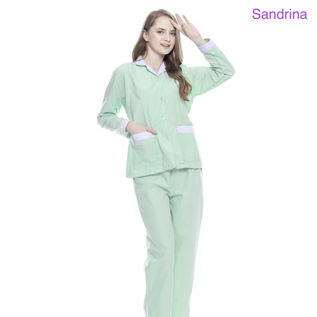 [Sandrina] Baju seragam suster (Lengan panjang)/ seragam nanny/ seragam klinik