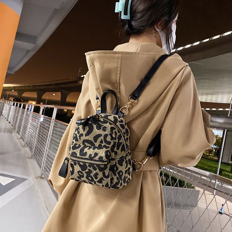 ✷Seraser leopard print ransel tas wanita 2021 baru Jepang dan Korea fashion tas mini all-match net merah tren tas bahu tunggal utusan