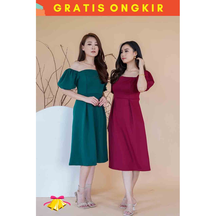 JXPLORE COTTONBELLS CASUAL DRESS WANITA SPECIAL CHRISTMAS CHOLE PLAID MIDI (LQ - D 4146)