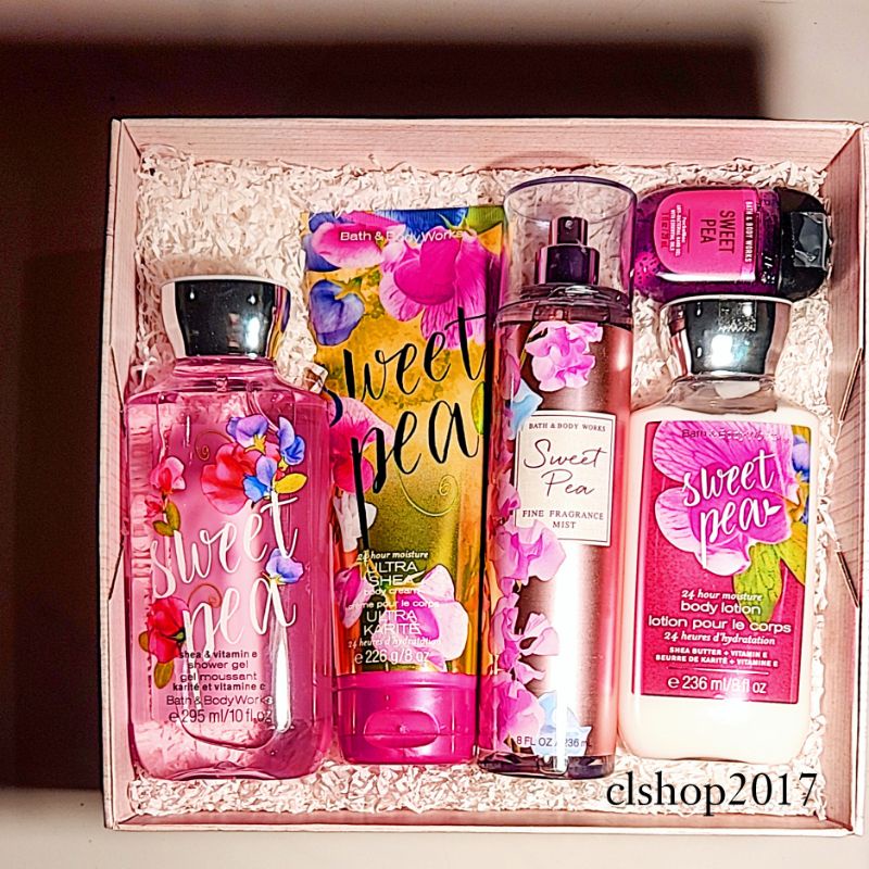 BBW SWEET PEA GIFT SET PAKET BATH &amp; BODY WORKS