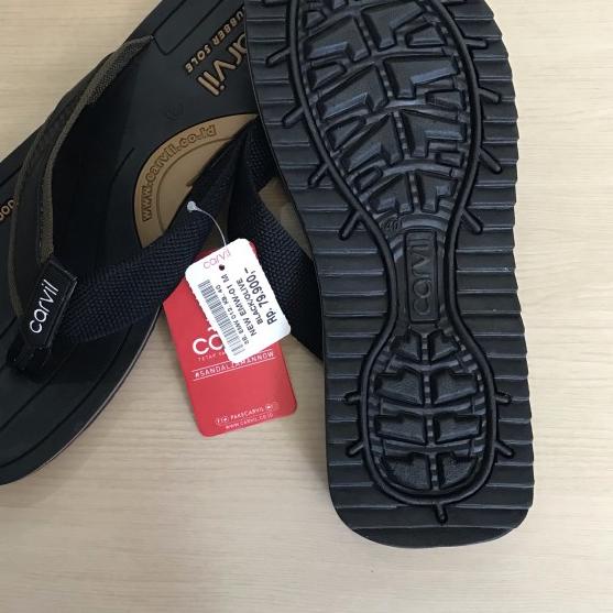 Sendal Jepit Cowok Carvil Original Sandal Japit Pria Carvil EMW - Cokelat, 43