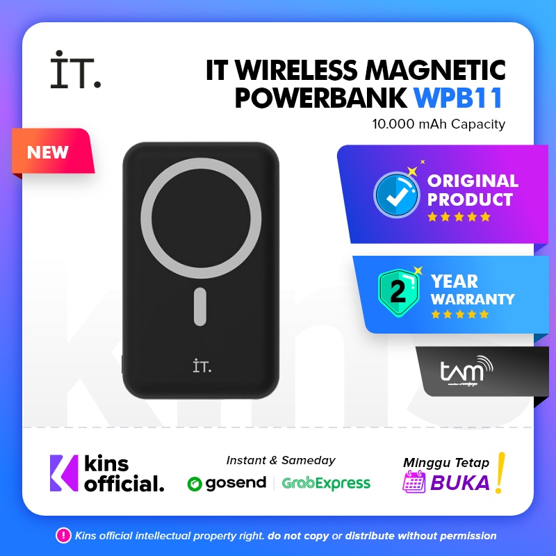 IT Wireless Magnetic Powerbank WPB11 10.000mAh - Black