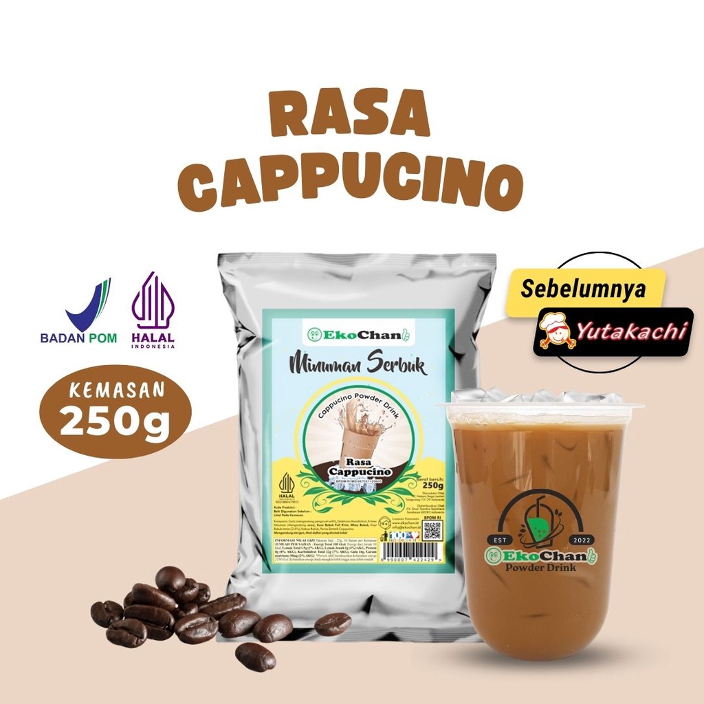 PAKET HEMAT MINUMAN EkoChan 1 / Bubuk Minuman Coklat + Bubuk Minuman Cappucino 250 Gram