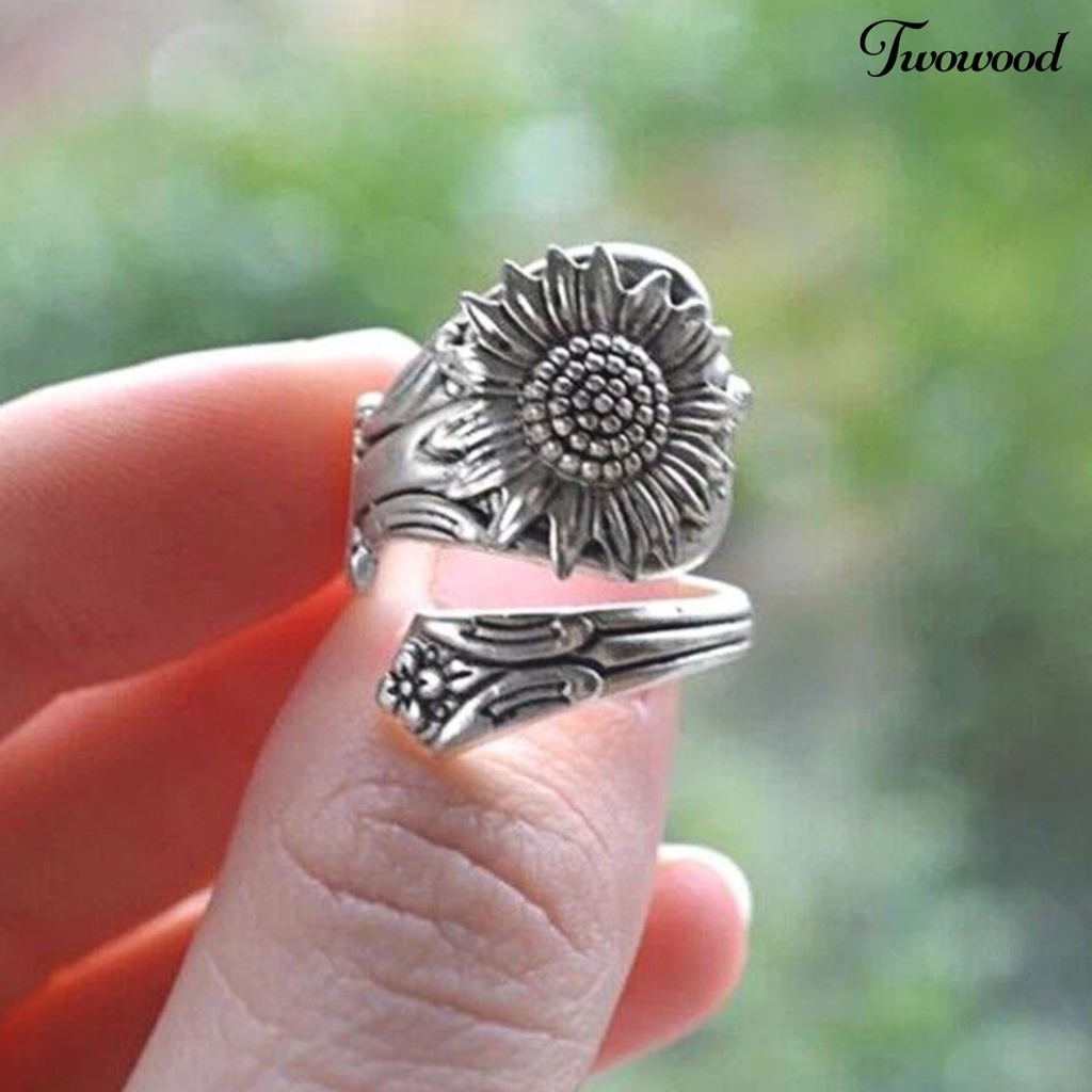 Cincin Model Bunga Matahari Bahan Alloy Untuk Wanita