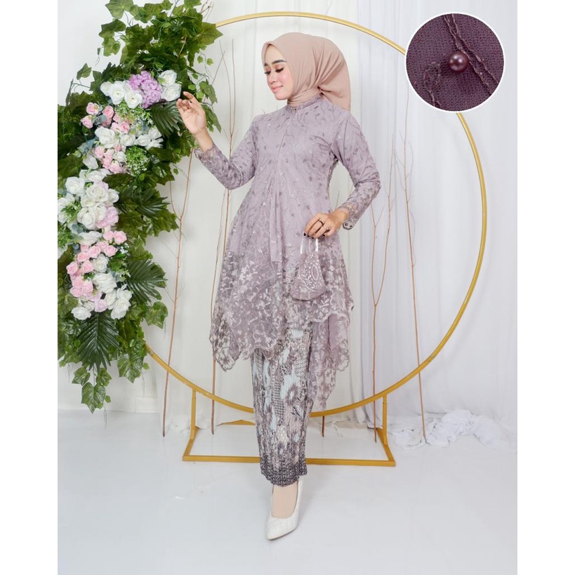 Setelan kebaya busui arumi | Kebaya pesta | Kebaya modern | Baju pesta pernikahan | Tunik tulle