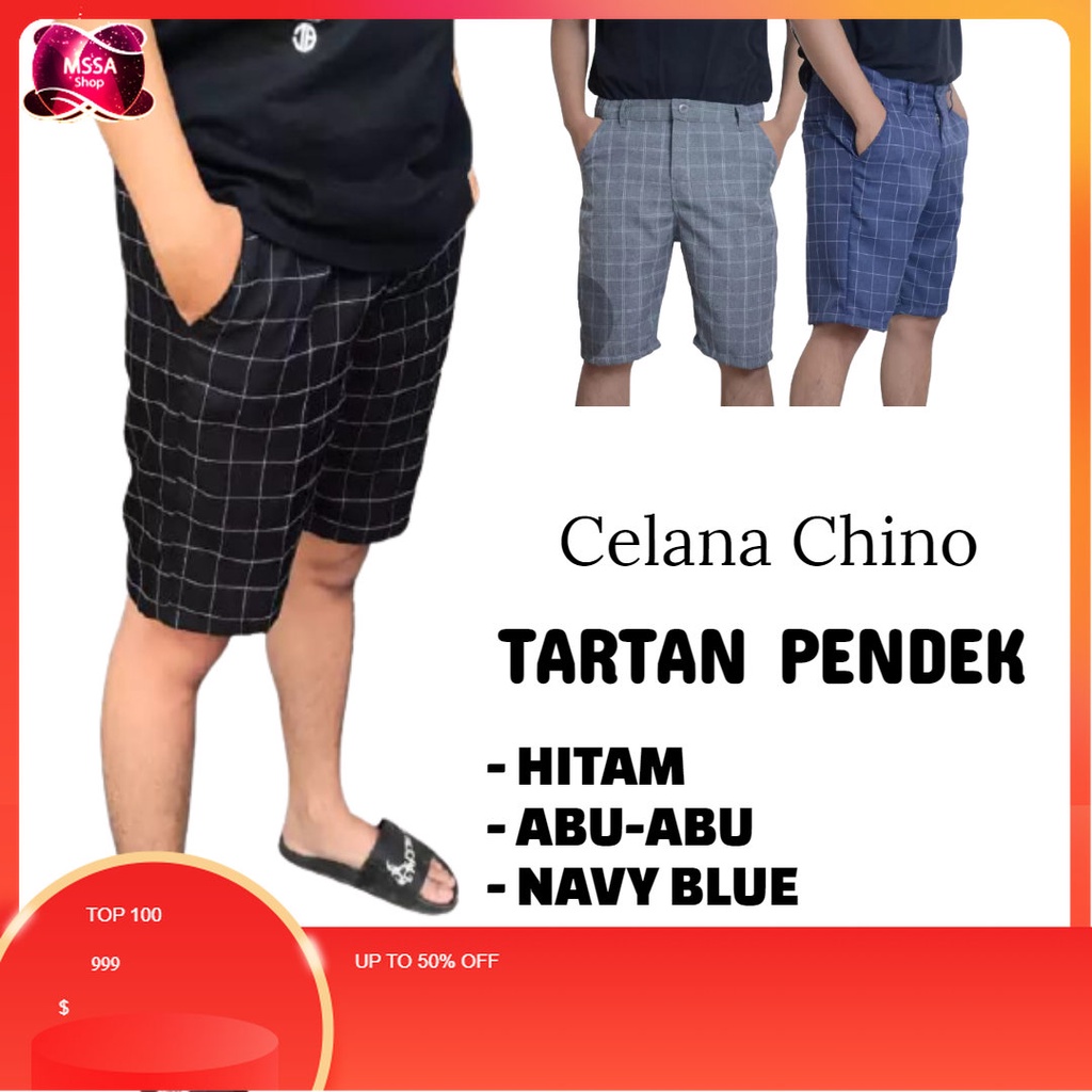 Celana Pendek Pria Tartan Kotak - Kotak Gaya Korean Style premium bahan tebal