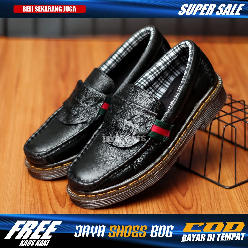 BREMER Sepatu Formal Pria Slip On Kulit Asli Original Pantofel Hitam Kerja Kantor