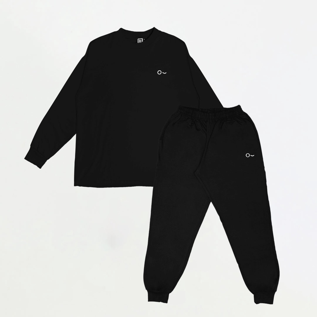 JOHNJILL - Bundling One Set (Long Pants + Kaos Oversize Oversize Long Sleeve)