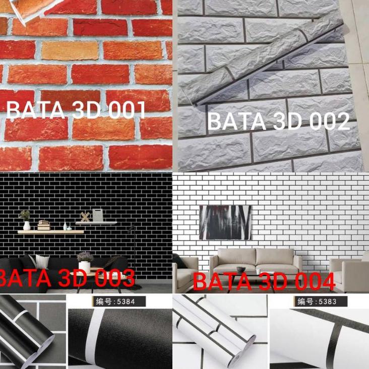 Tren Terbaru Terlaris Wallpaper Sticker Murah Wallpaper Dinding Ruang Tamu | Batu Bata 3D Hitam Puti
