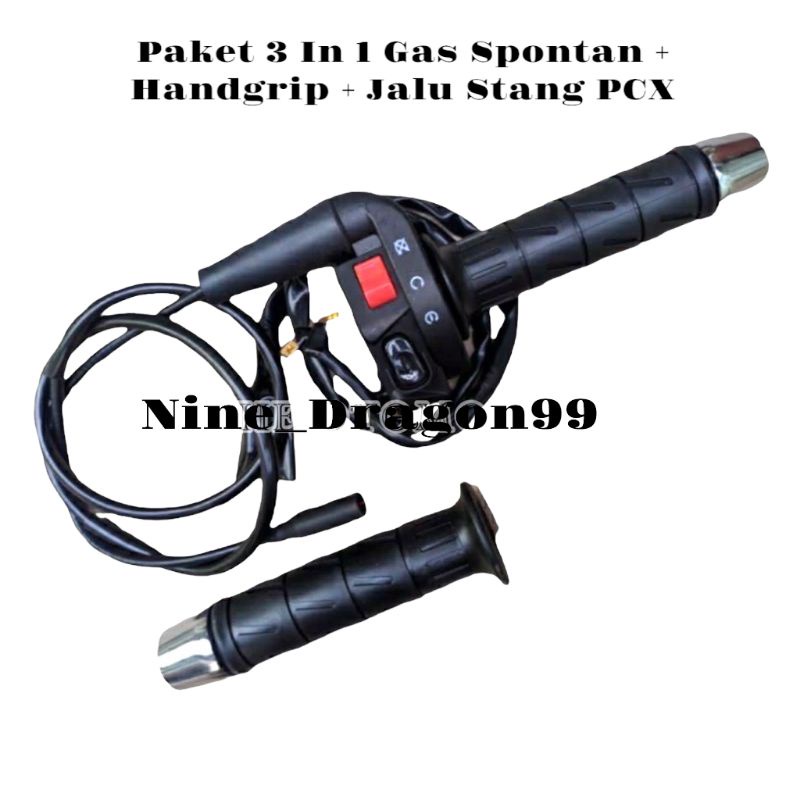 Paket 3 In 1 Gas Spontan KSR + Handgrip Kaze + Jalu Stang PCX Holder Kanan Ninja  Gas Kontan GL CB Herex All Motor Universal