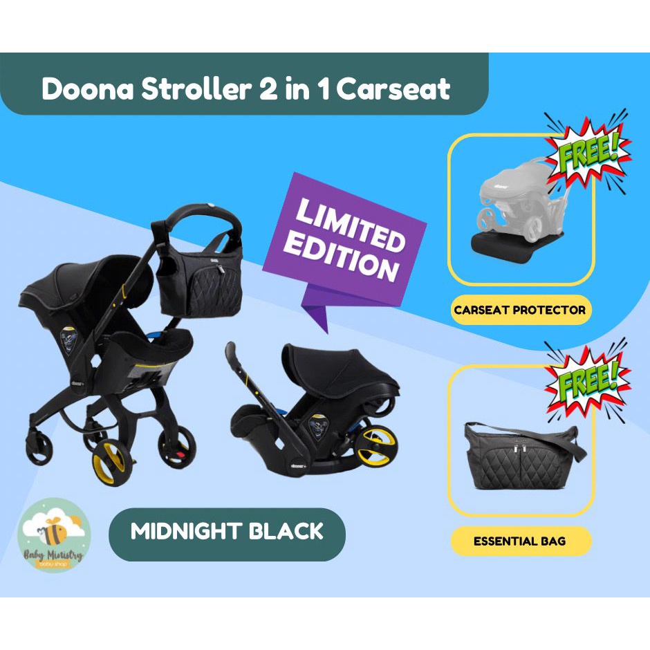 Ready stock Doona Two In One Stroller - Car Seat / 2 in 1 Stroller Anak Carseat / doona carseat / doona stroller 2 in 1 / doona / baby ministry / DOONA GOLD / DOONA LIMITED EDITION / LIMITED EDITION / MIDNIGHT BLACK / DUAL FUNGSI