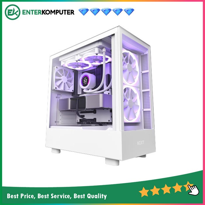 Casing NZXT H5 Elite White - Premium Compact Mid-Tower Case