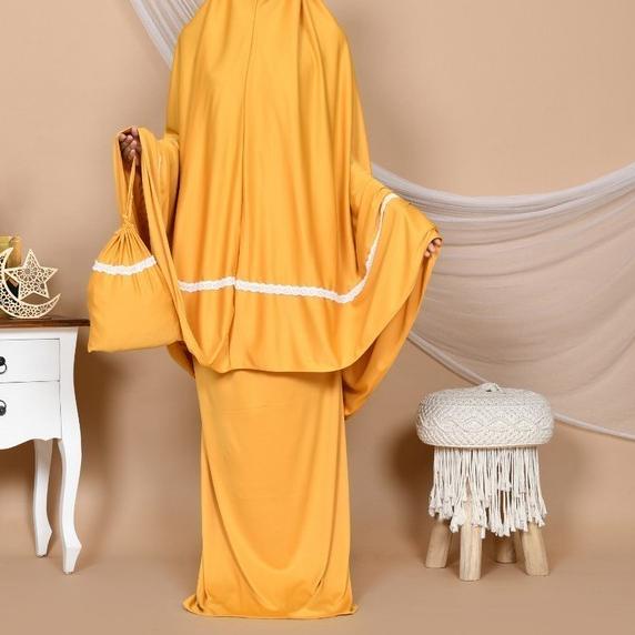 Mukena Tazbiya Harvest Bloom Blue - Abu-abu