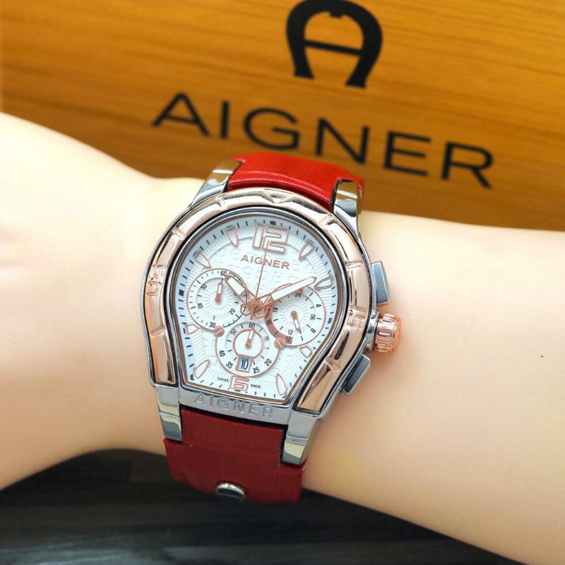 Jam Tangan Pria Aigner Palermo Crono Aktif Tali Kulit Merah - Aigner Palermo Merah