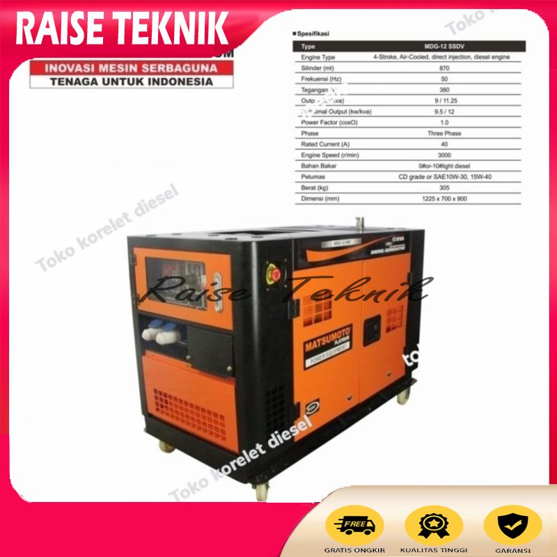 GENSET SILENT SOLAR MATSUMOTO 10KW 3PHASE MDG-12SSDV