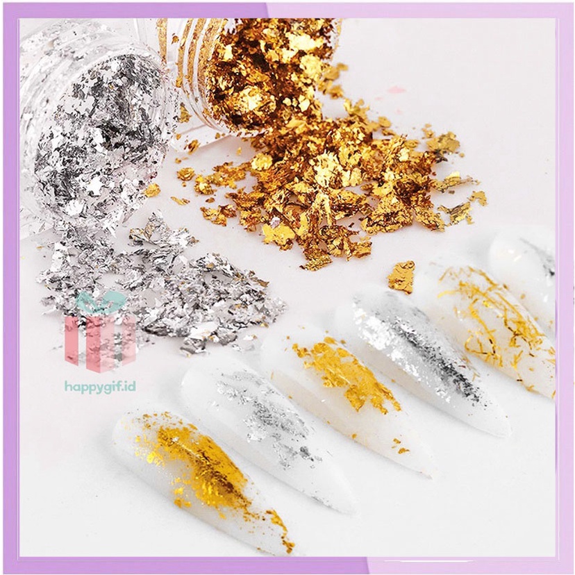 Kertas Foil Aluminium Flakes Nail Art / Foil Flakes aksesoris nail art dekorasi kuku Nail Art KU039