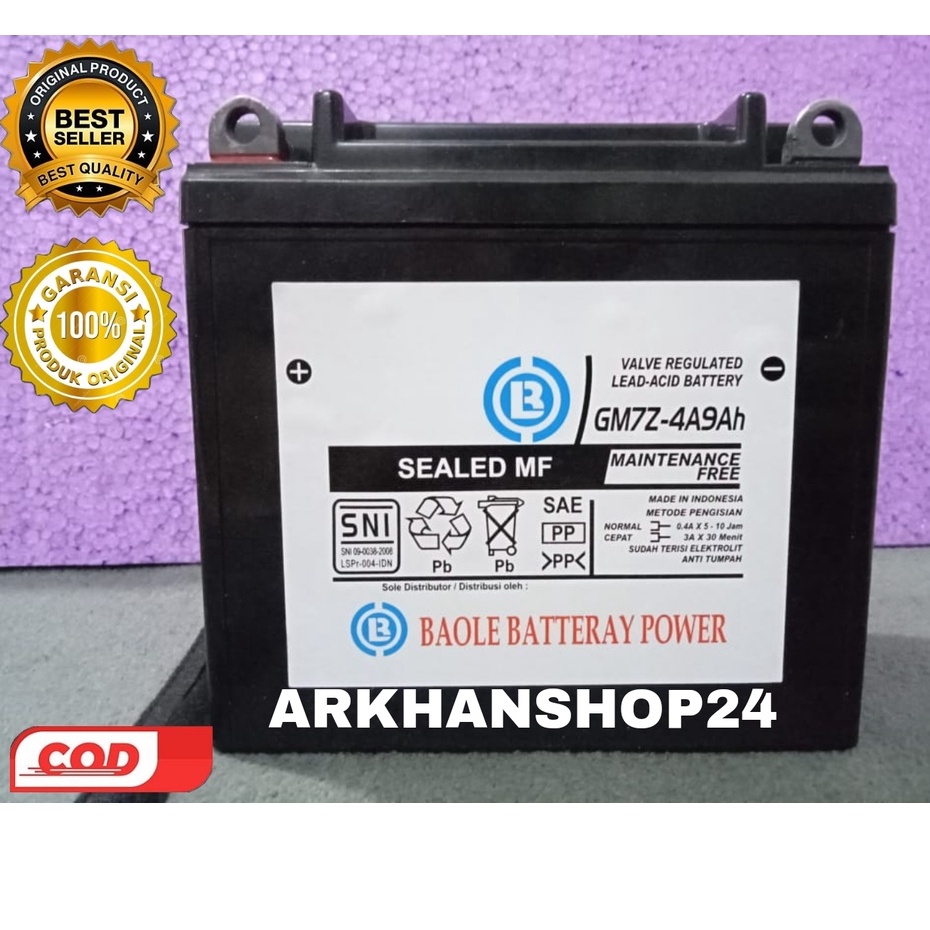 Aki BAOLE MURAH (GM7Z-9AH) UNTUK MOTOR THUNTERT,SCORPIO,DLL