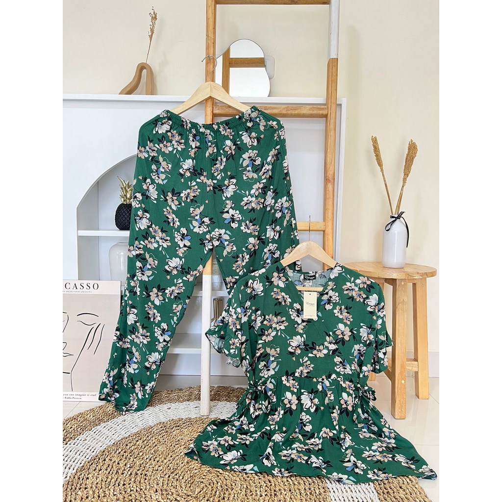 Setelan Rayon Premium/ One set Kekinian/ One set rayon Premium/ Setelan Kimono/ Setelan Celana Panja