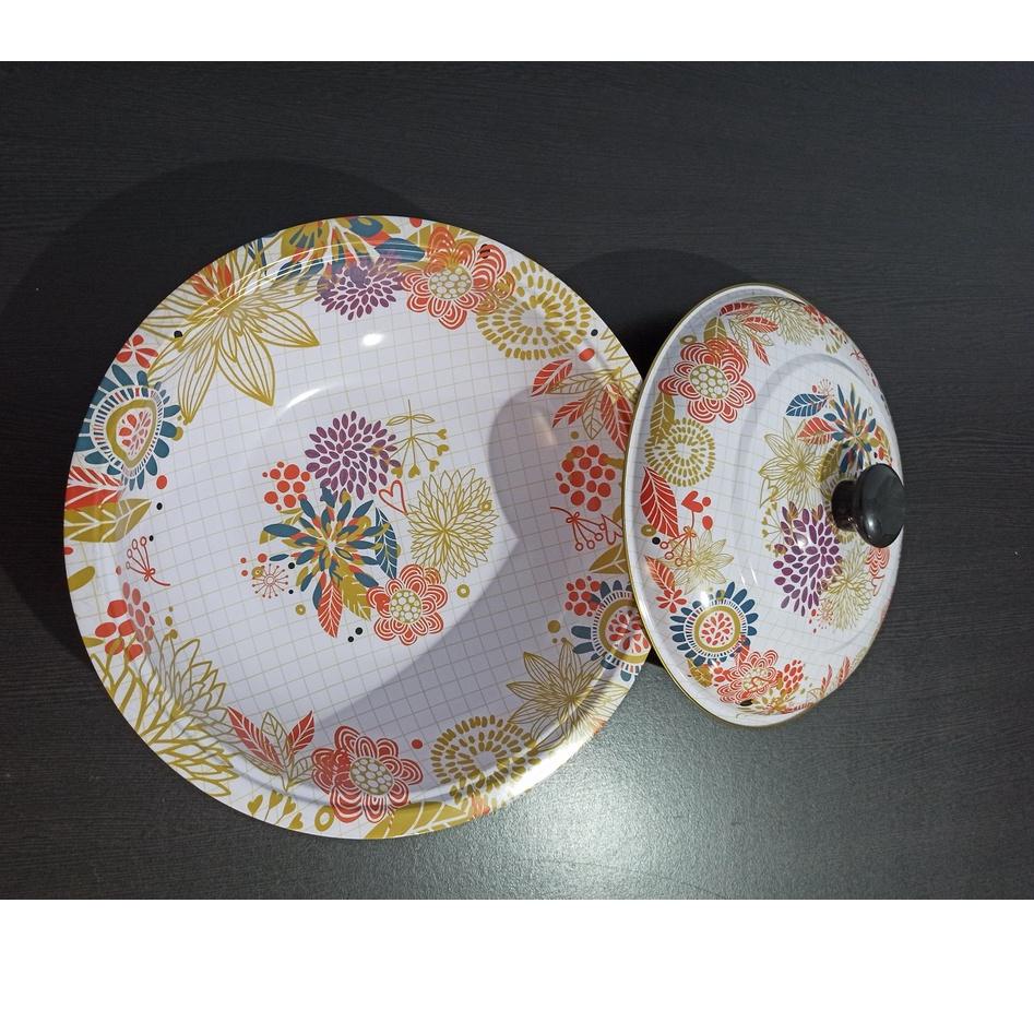Ready HATAYA - BASKOM STAINLESS TUTUP MOTIF BUNGA / BASKOM SAYUR / WADAH SAYUR/BASKOM STAINLESS/BASK