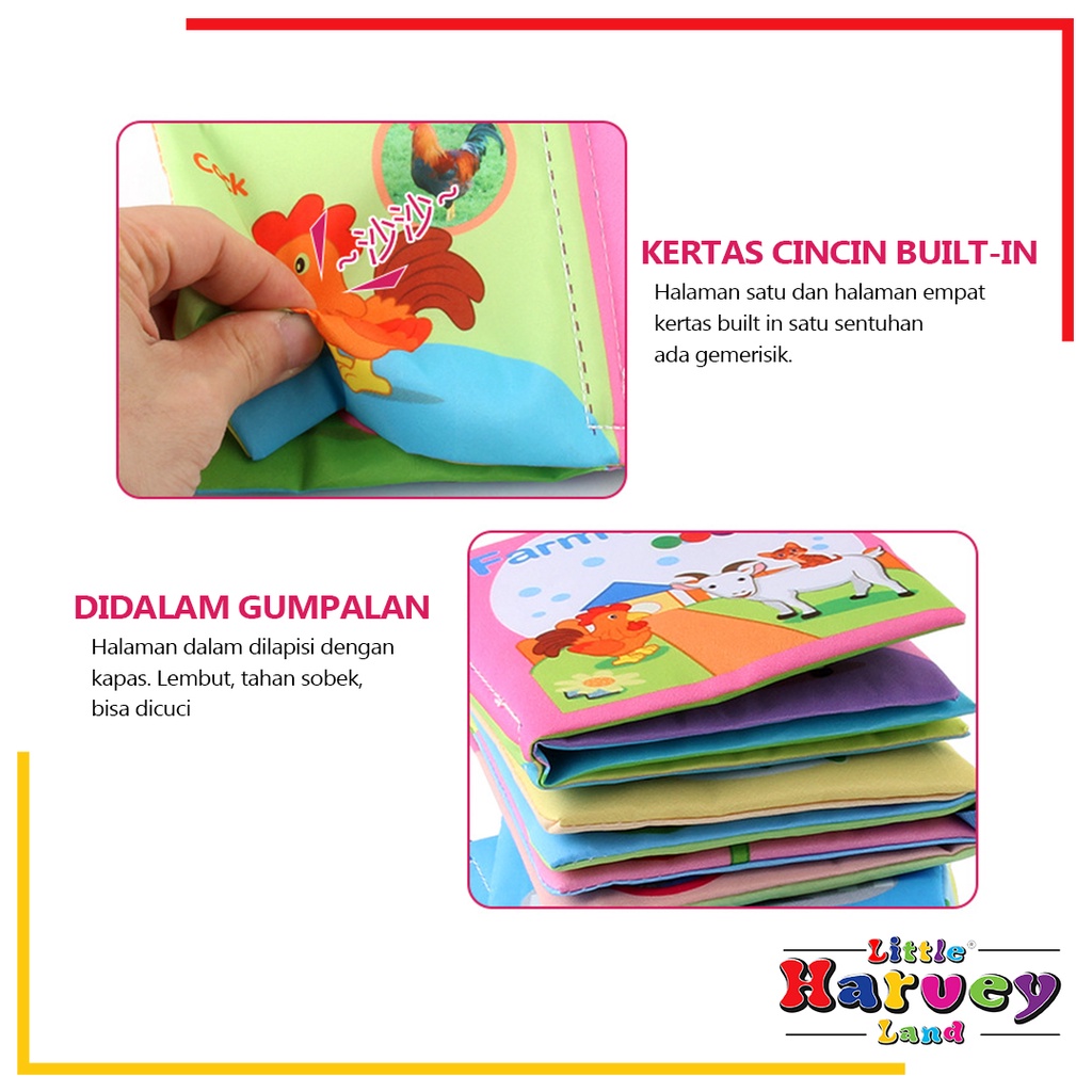 BUKU BANTAL MAINAN EDUKASI ANAK Buku Kain Bayi Karakter Anak Balita Belajar Cerita Gambar Edukatif Cloth Education Soft Book