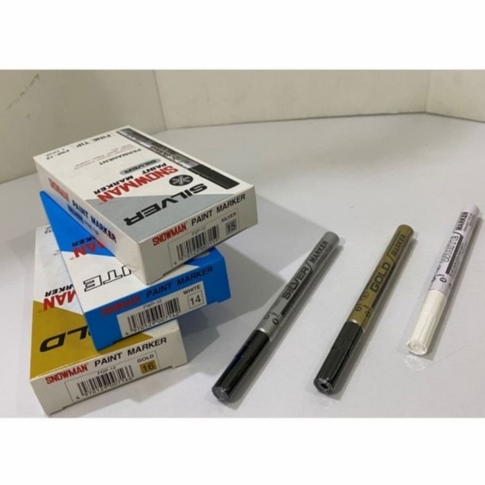 

Spidol Snowman Paint Marker Permanent. Gold, Silver, White,