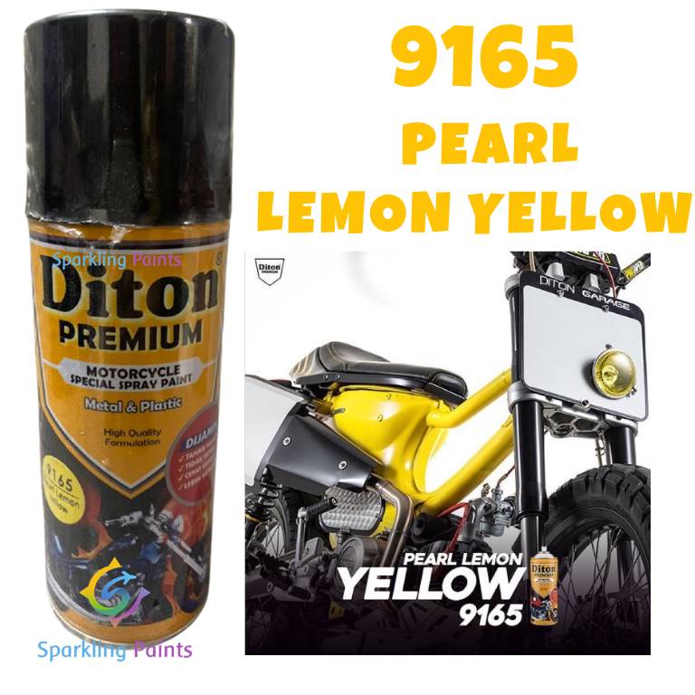 Pilox Diton Premium Pearl Lemon Yellow 9165 400ml Kuning Metalik Metallic Mutiara Cat Pilok Tahan Bensin