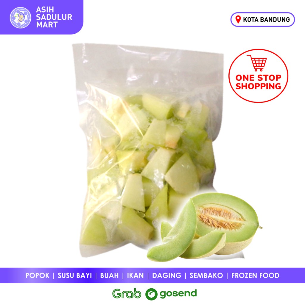 Buah Melon Hijau Frozen 500gr / 1kg Manis Beku Bandung | Asih Sadulur Mart