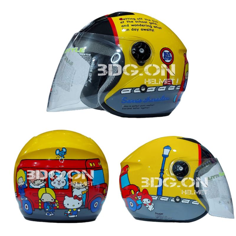 Helm BMC MILAN Motif BUS MERAH Kuning Gloss Helm Half Face Dewasa