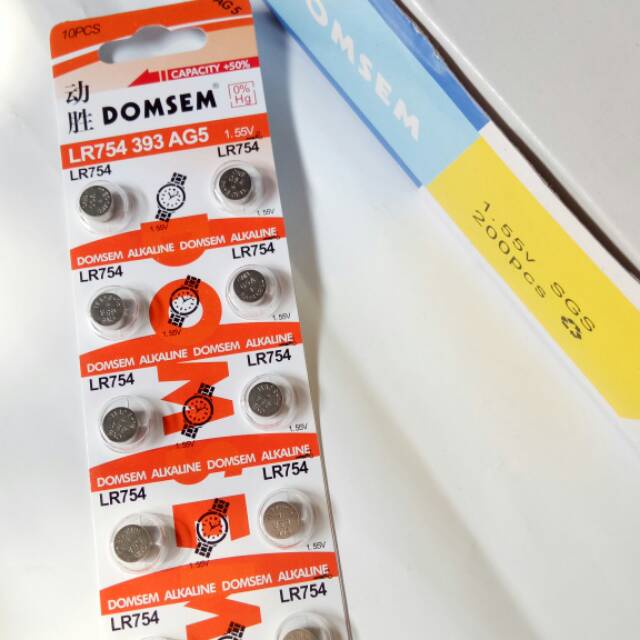 Baterai AG5 (LR754H / 393A) Baterai Sel Tombol Alkaline 1.5V (Strip 1)(1 Baterai)( 1 butir ) stik la