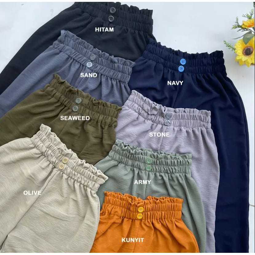 CELANA KULOT CRINKLE AIRFLOW KANCING DUA / HIGHWAIST LOOSE CULLOTE