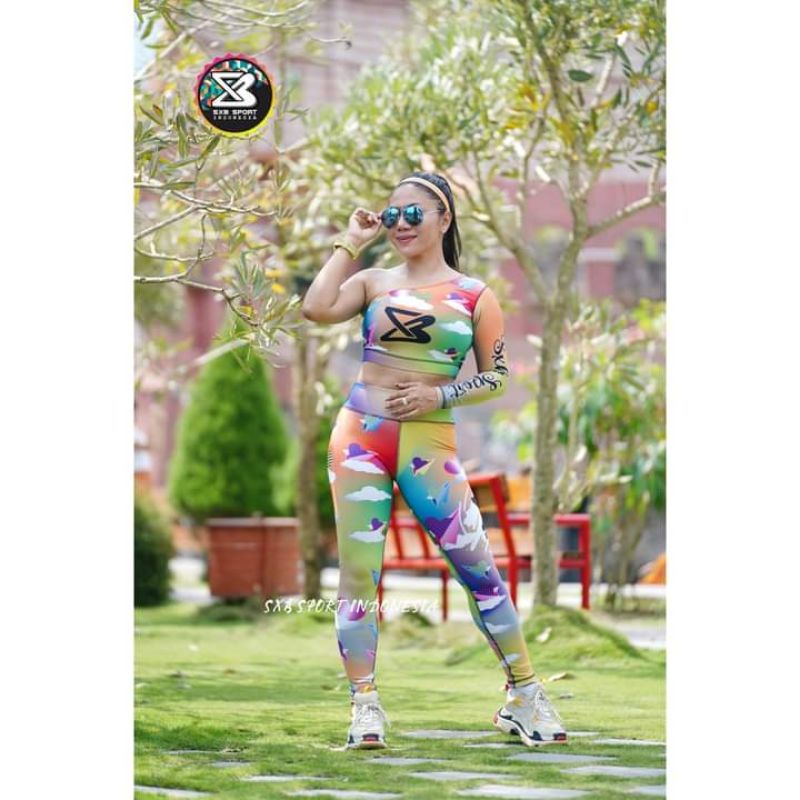 BAJU SENAM ZUMBA SXB PLANO DELAMOR CROP LONGSLEEVE AND LEGGING