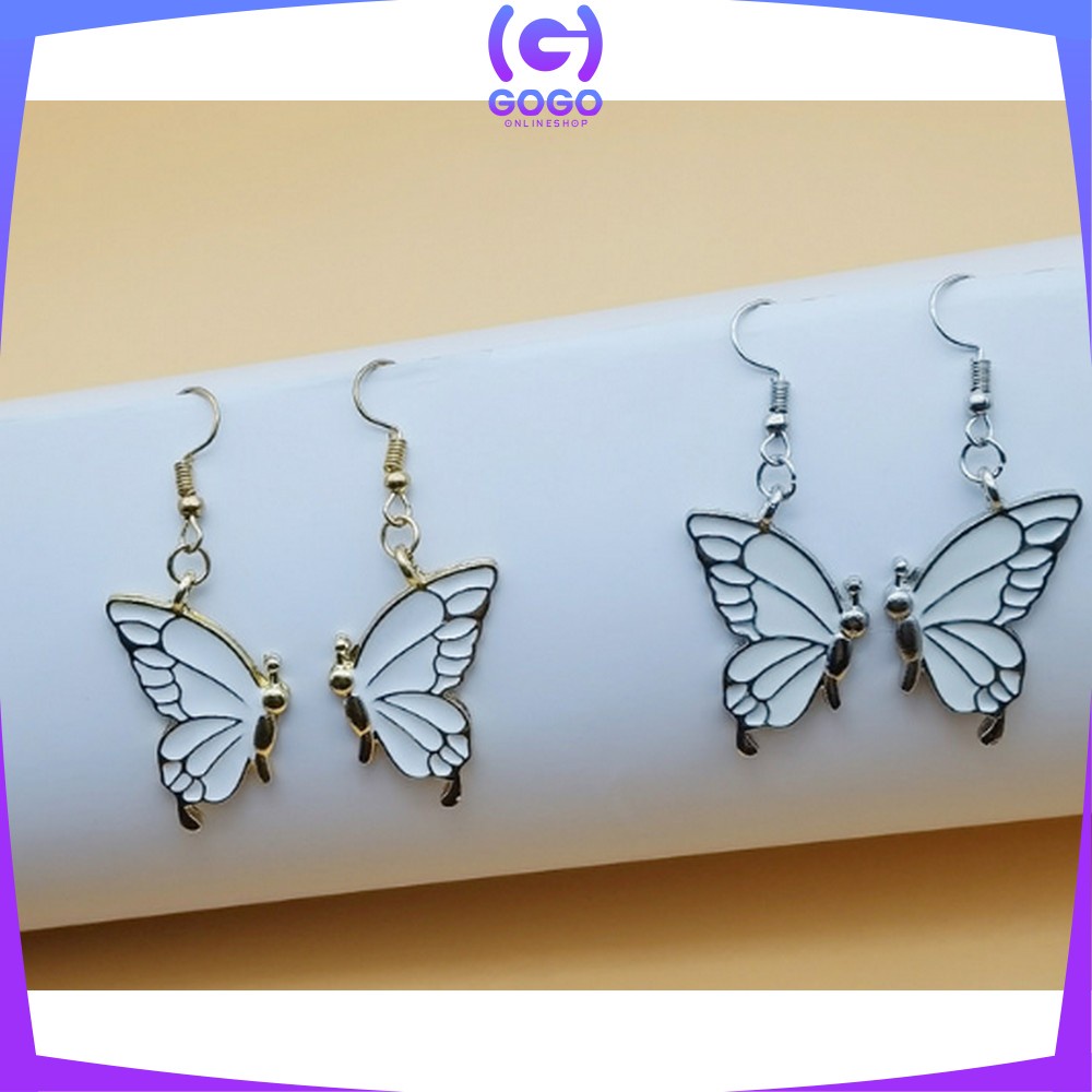 GOGO-K119 Anting Mutiara Gaya Korea Motif Pita Aksesoris Fashion Wanita / Anting Rumbai Panjang Elegant Earrings Butterfly Women