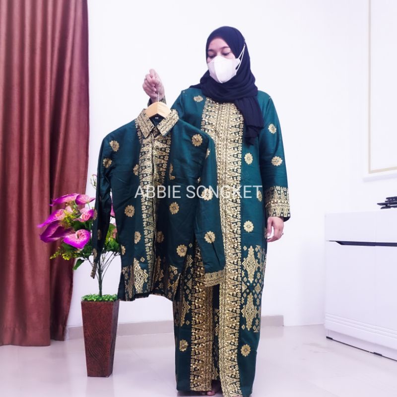 COUPLE GAMIS BATIK SONGKET PRADA HIJAU