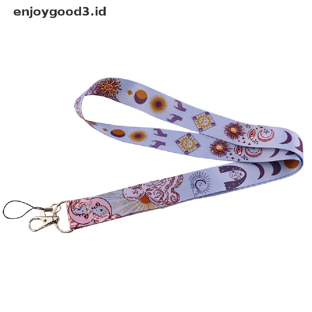 Tali Lanyard Holder Kartu ID / Handphone Motif Matahari / Bulan Gaya Vintage