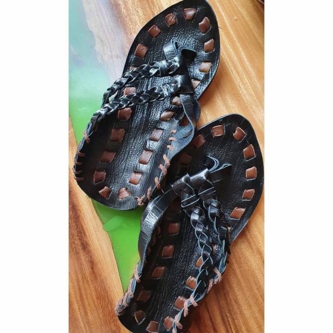 Sandal Terompah Nabi Rajut Kulit