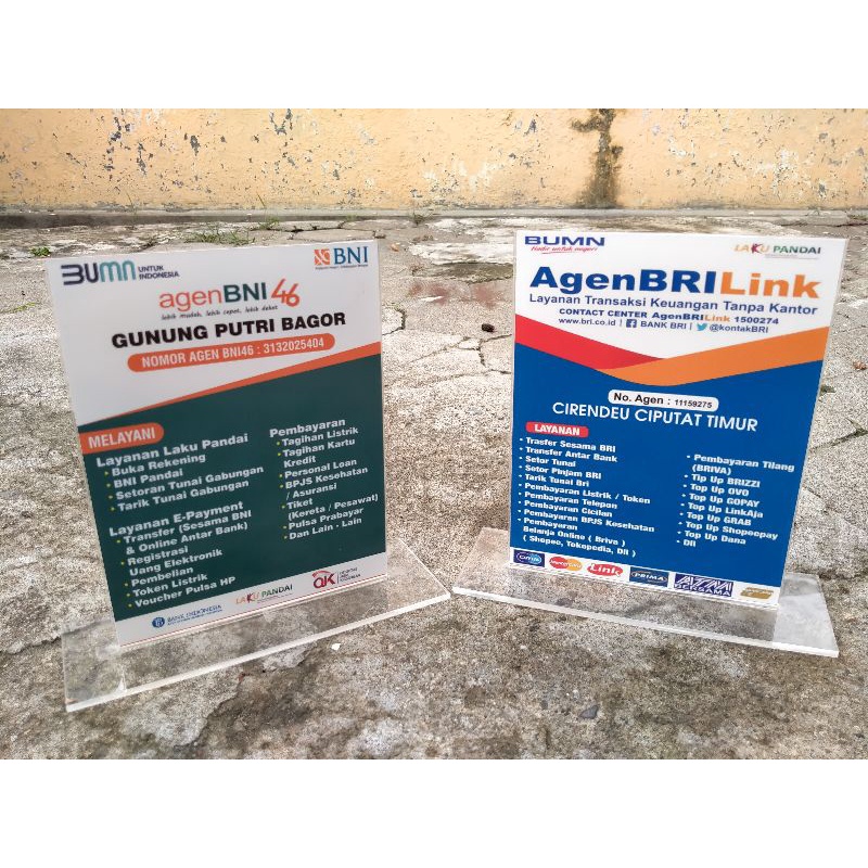 

HARGA PROMO PAPAN INFO AGEN BNI AGEN BRILINK AKRILIK 15X20 TEBAL