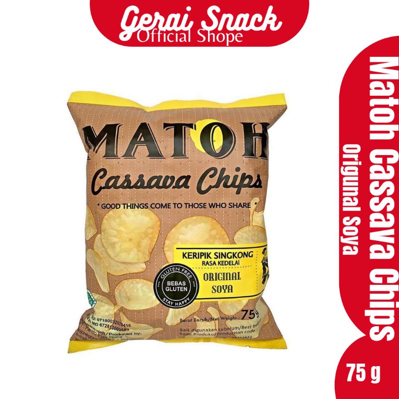 MATOH Cassava Chips - Keripik Singkong ORIGINAL SOYA Gluten Free &amp; Non Msg 75 g