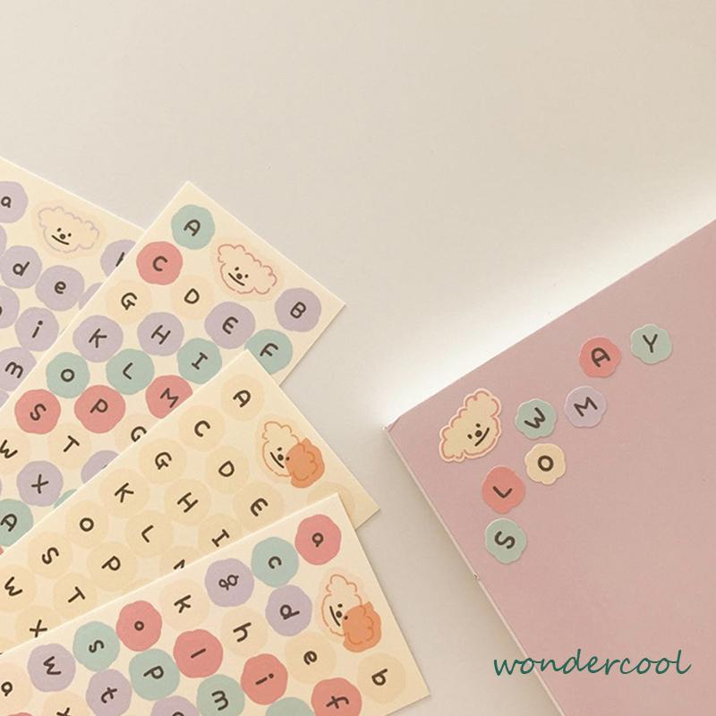 Stiker Alpabet Huruf Angka Kartun Lucu Beruang Stiker Untuk Dekor Buku Jurnal / Diary-Won